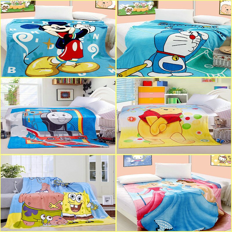 150x200cm coral fleece cartoon Bedding baby blanket on the Bed mikey mouse SpongeBob Blankets, Best Home Textile Bedding Set
